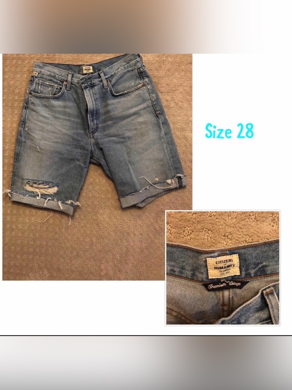 Citizens of Humanity Distressed Denim Shorts — size 28